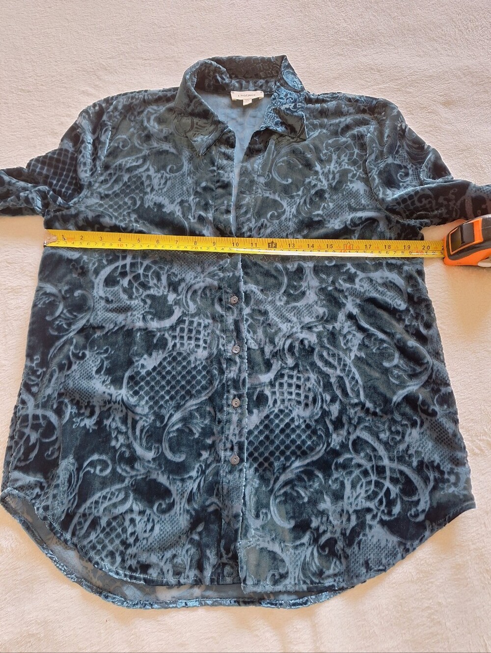 L'AGENCE Laurent Burnout Velvet Baroque Paisley Long Sleeve Blouse Size M - Picture 6 of 10